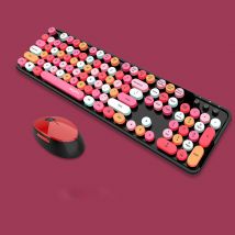 Sweet Mixed Color Cute Wireless Keyboard Mouse Set, Mixed Color
