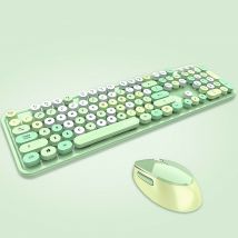 Sweet Mixed Color Cute Wireless Keyboard Mouse Set, Green