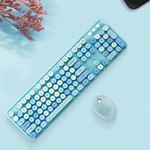 Sweet Mixed Color Cute Wireless Keyboard Mouse Set, Blue
