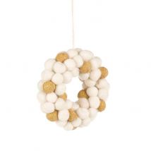 Felt Ball Wreath - Gold And White  - Funky Chunky Furniture