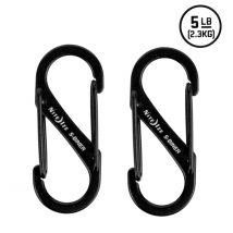 Mousqueton S-Biner T. 1 acier inoxydable  lot de 2 - Noir
