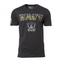 T-Shirt USN Camo Text heather black - S