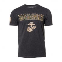 T-Shirt USMC Marpat Camo Text heather black - S