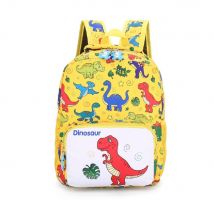 Children Cartoon Dinosaur Print Backpack School Satchel Travel Bag, Yellow