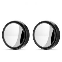 2Pcs 360 Degree Rotation Round Convex Rearview Blind Spot Car Mirrors, Black