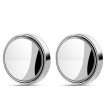 2Pcs 360 Degree Rotation Round Convex Rearview Blind Spot Car Mirrors, Silver