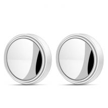 2Pcs 360 Degree Rotation Round Convex Rearview Blind Spot Car Mirrors, White