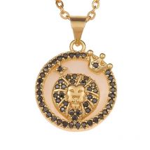 Bronze Stone Zircon Twelve Constellations Fashion Pendant Gift Necklace, Leo