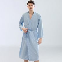 Men Women Plus Size Lounge Waffle Bathrobe Sleepwear, XL / Men / Sky Blue
