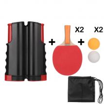 Portable Retractable Ping Pong Net Rack for Home and Office, Black+Red