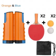 Portable Retractable Ping Pong Net Rack for Home and Office, Orange+Blue