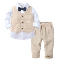 Spring Autumn Baby Boys Gentleman Style Clothes Sets, 110cm / Beige
