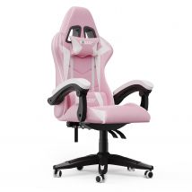 Gaming Chair Ergonomic Computer Desk Chair with Headrest Lumbar Support, Pink