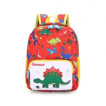 Children Cartoon Dinosaur Print Backpack School Satchel Travel Bag, Red