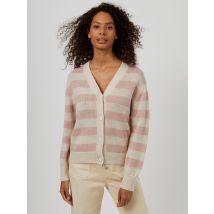 Summer Stripe Knit Cardigan Milk/Rose