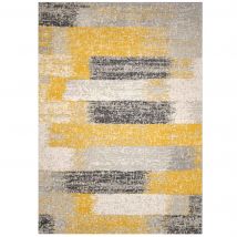 Modern Yellow and Grey Stripe Rug - Milan - 60cm x 110cm