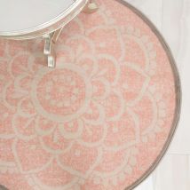 Pink Round Floral Living Room Rug - Milan - 120cm x 120cm Circle