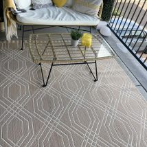 Cream Modern Geometric Area Rug - Basata - Habitat - 80cm x 150cm