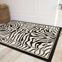 Black White Animal Zebra Print Rug - Milan - 60cm x 110cm