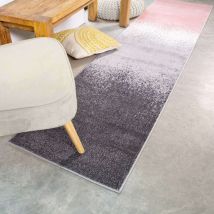 Modern Pink Distressed Striped Runner Rug - Enzo - 60cm x 240cm Runner