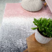 Modern Pink Distressed Striped Living Room Rug - Enzo - 60cm x 110cm