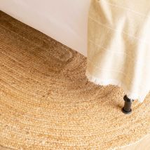 Natural Rustic Oval Jute Hallway Runner Rug - Jute - 60cm x 240cm Runner