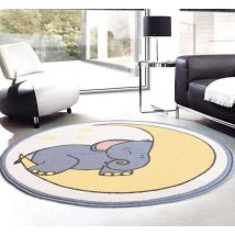 Yellow Elephant Kids Nursery Rug - Milan - 120cm x 120cm Circle
