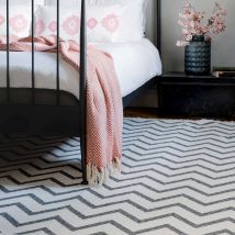 Reversible Cotton Cream Chevron Rug - Kyoto - 80cm x 150cm