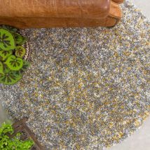 Ochre Luxurious Shaggy Round Circle Living Room Rug - Murano - 135cm x 135cm Circle