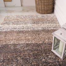 Natural Stripe Shaggy Rug for Living Room - Murano - 60cm x 110cm