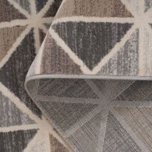 Beige Grey Multi Tile Runner Rug - Oscar - 60cm x 240cm Runner