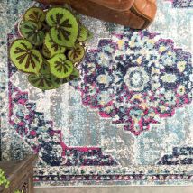 Faded Distressed Colourful Oriental Pattern Rug - Demelza - Oscar - 60cm x 110cm