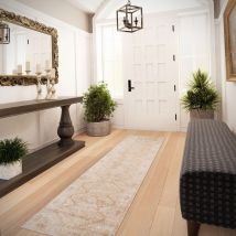 Beige Aztec Runner Rug - Oscar - 60cm x 240cm Runner