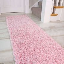 Baby Pink Shaggy Runner Rug - Vancouver - 60cm x 230cm Runner