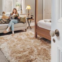 Plush Soft Cream Shaggy Area Rug - Zia - Zia - 120cm x 170cm