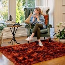 Plush Soft Rust Orange Shaggy Rug - Zia - Zia - 120cm x 170cm