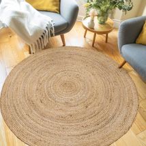 Rustic Jute Round Natural Circle Rug - Jute - 160cm x 160cm Circle