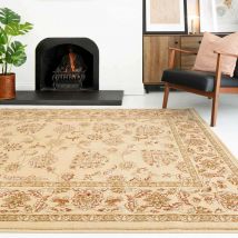 Traditional Cream Motif Bordered Rug - Dana - Jasmine - 80cm x 150cm