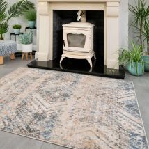 Soft Multicolour Concentric Diamond Area Rug - Erin - Ikaro - 80cm x 150cm