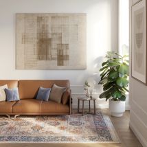 Blue Foral Motif Area Rug - Nava - Fionna - 120cm x 170cm