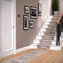 Neutral Beige Linear Runner Rug - Ikaro - 60cm x 240cm Runner