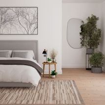 Neutral Beige Linear Living Room Rug - Elias - Ikaro - 120cm x 170cm