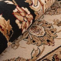 Traditional Black Floral Runner Rug - Malaki - Jasmine - 60cm x 240cm Runner