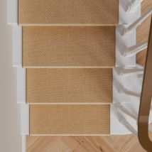 Light Jute Chevron Stair Carpet Runner - Juliette -