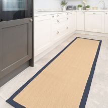 Navy Border Jute Runner Rug - Juliette Navy - Juliette - 70cm x 240cm Runner