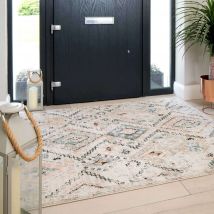 Soft Natural Blue Aztec Area Rug - Kemp - Ikaro - 60cm x 110cm