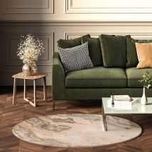 Beige Circle Marble Style Rug - Galena - Kubera - 160cm x 160cm Circle
