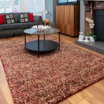 Red Mottled Shaggy Living Room Rug - Murano - 80cm x 150cm