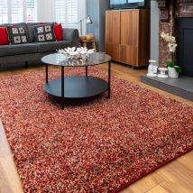 Burnt Orange Mottled Shaggy Living Room Rug - Murano - 80cm x 150cm