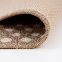 Washable Beige Polka Border Mat - Luna - 50cm x 80cm